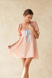 Square Neck Puff Sleeve Mini Dress