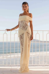 Sheer Lace Cutout Ribbon Bodycon Lace Dress