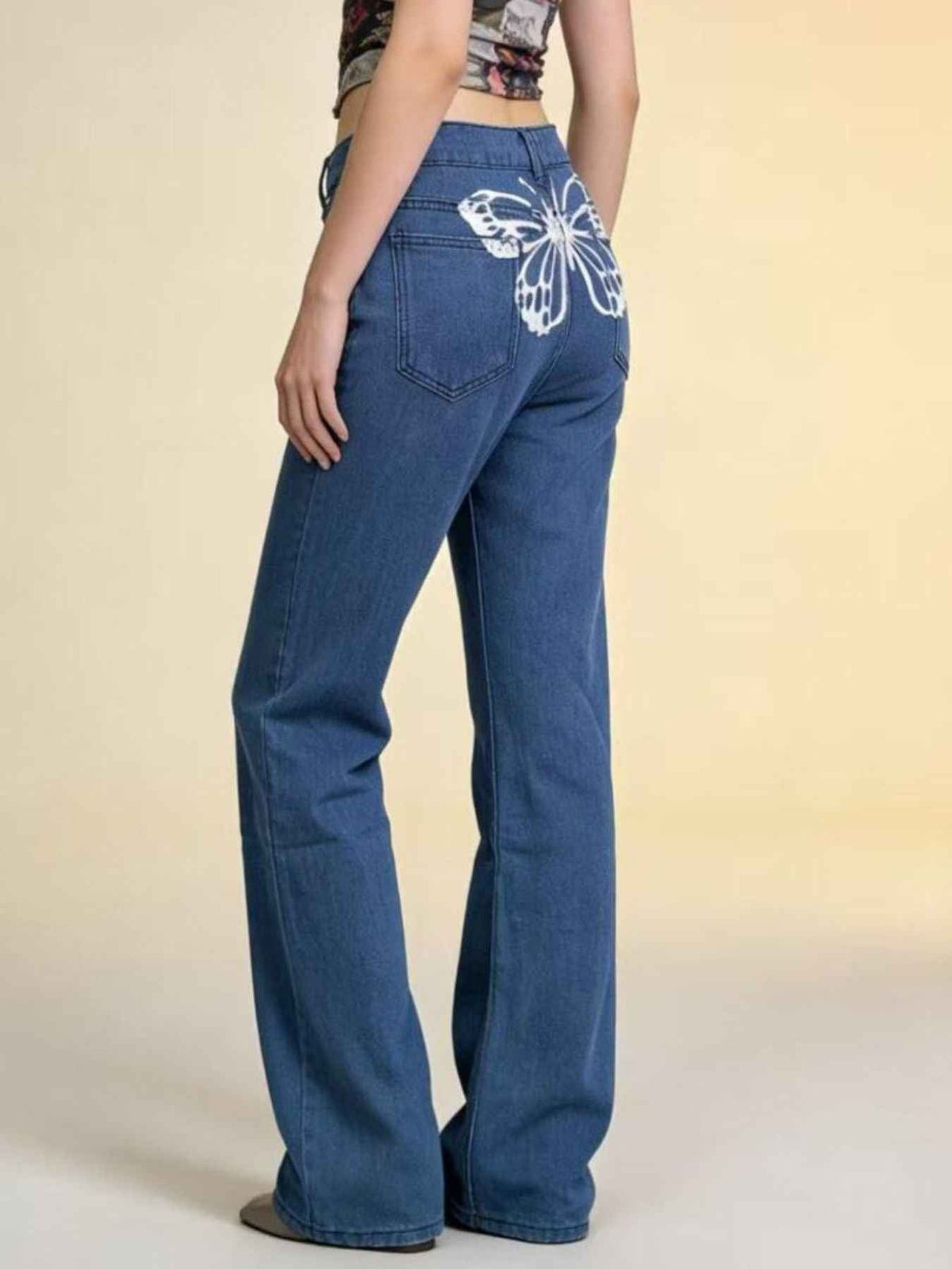 High Waist Five Pocket Full Length Wide Leg Jeans 4