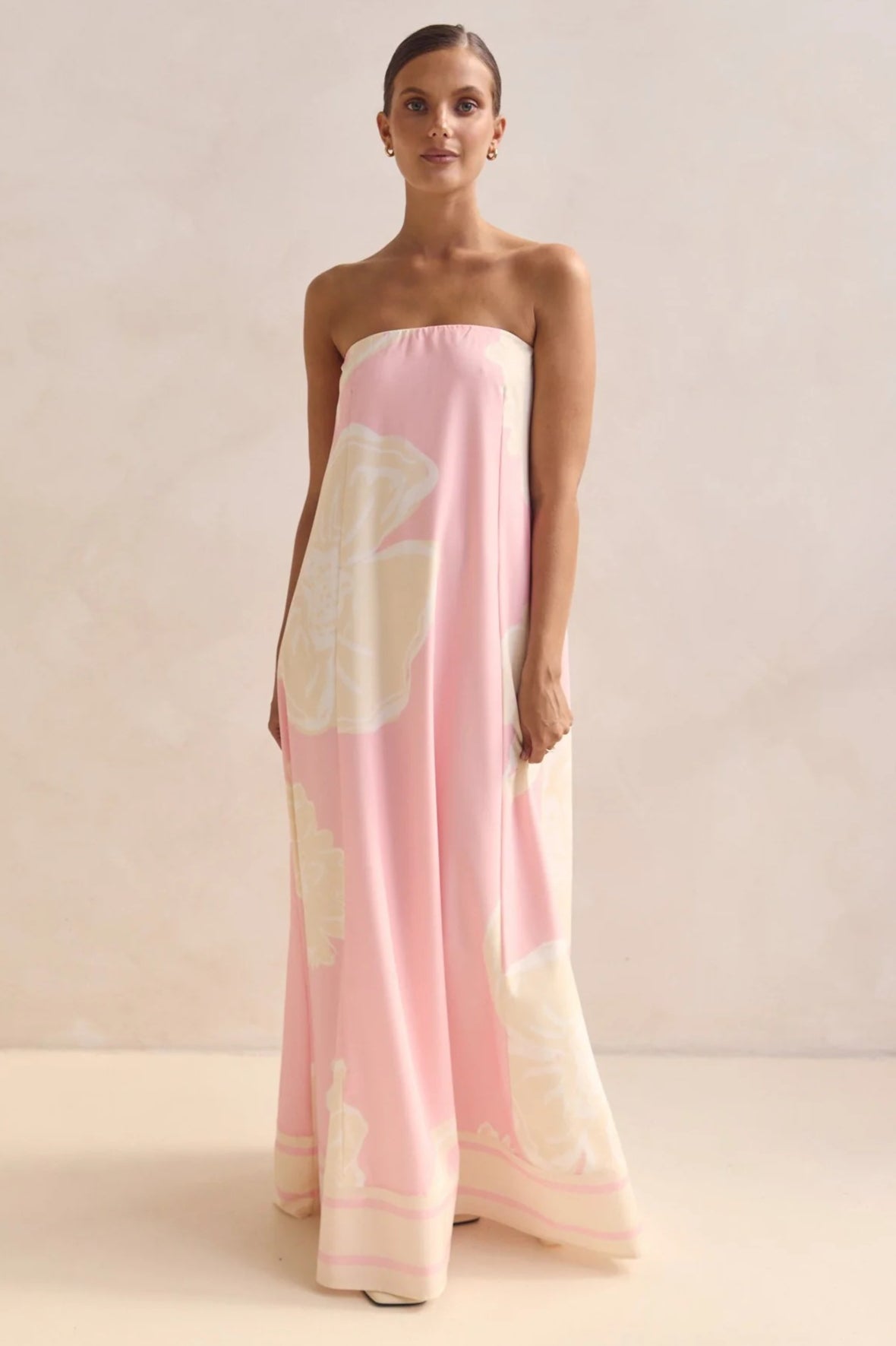 Strapless Printed Off Shoulder Maxi Boho Dress