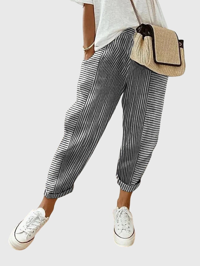 Striped High Waist Tapered Pants