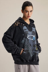 Edgy Distressed Graphic Hoodie