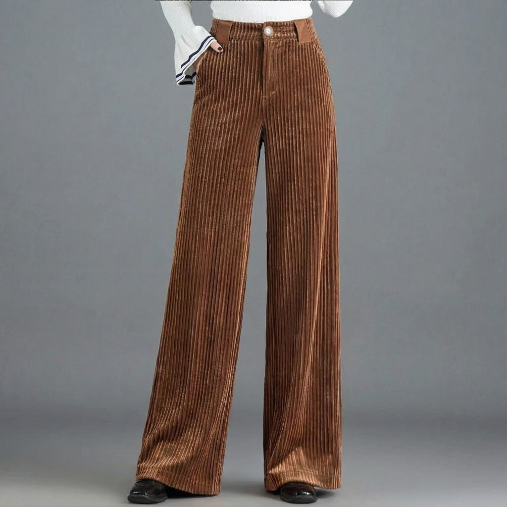 High Waist Wide Leg Corduroy Pants