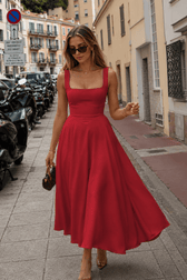 Minimalist Square Neck Slim A Line Slip Dress