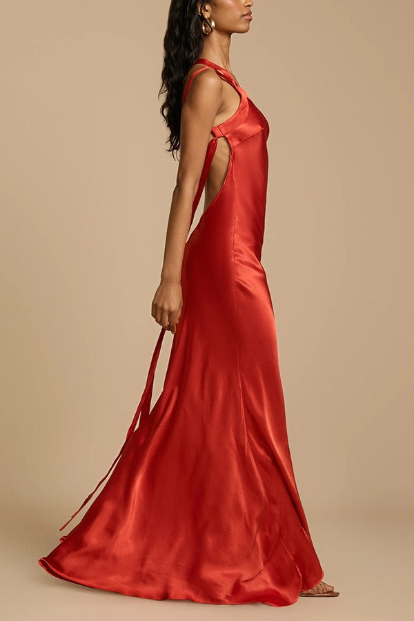 Satin One Shoulder Bias Cut Mermaid Formal Gown - View 12