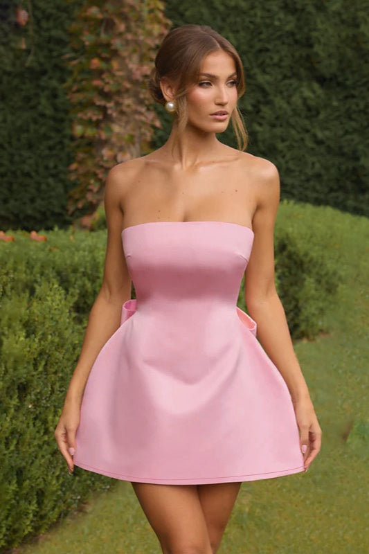 Satin Bow LowBack Party Dress