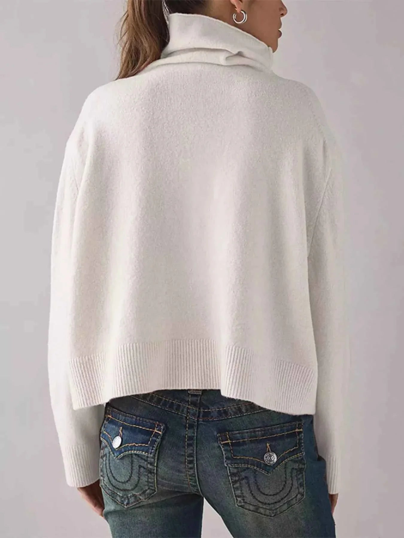 Turtleneck Dropped Shoulder Sweater