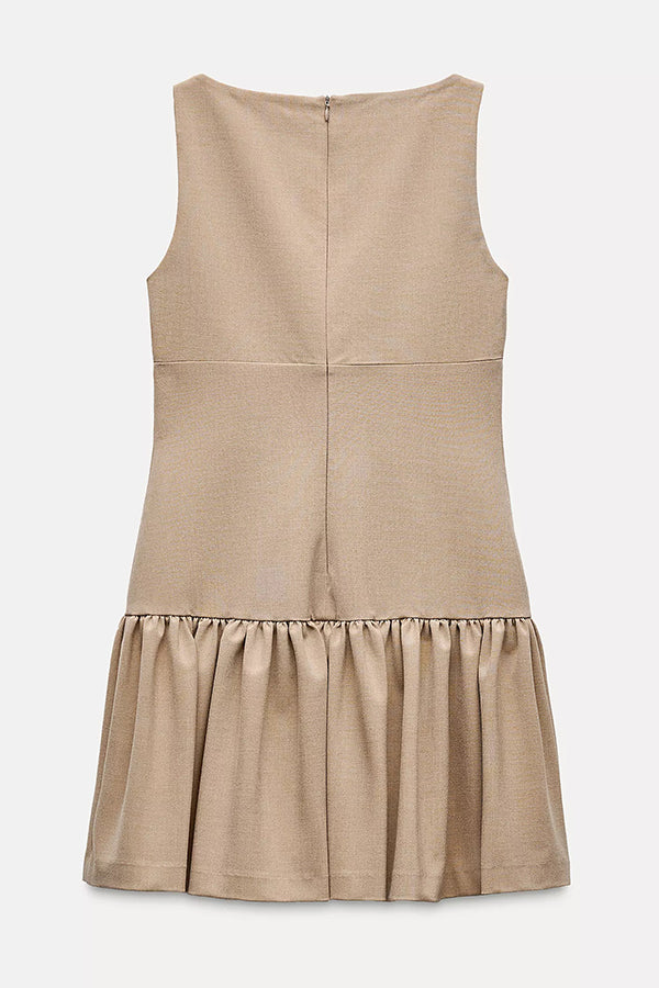 Solid Velvet Bow Embellished Sleeveless Mini Dress - View 21