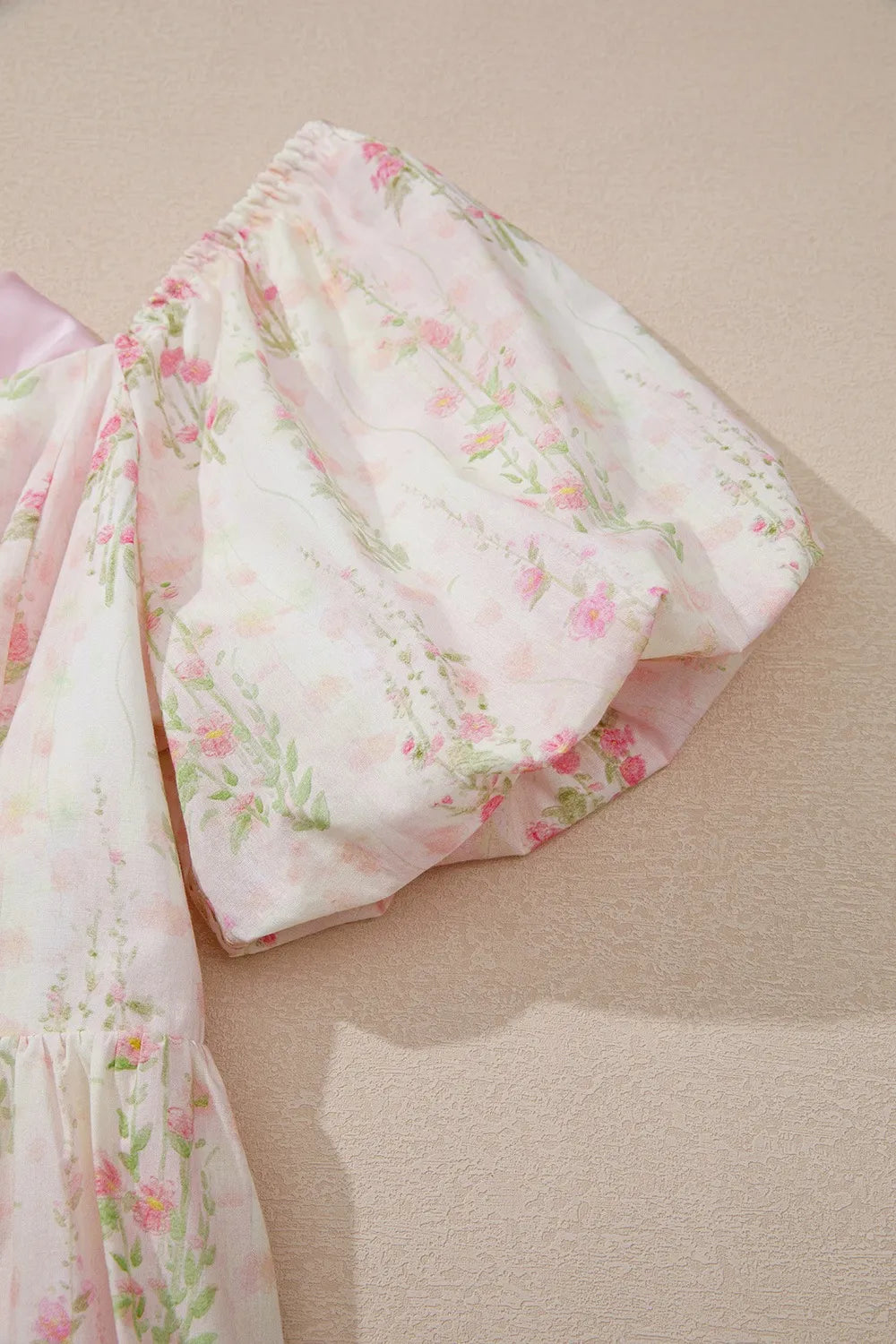 Floral Print Square Neck Puff Sleeve Ruffle Hem A-Line Mini Dress 9