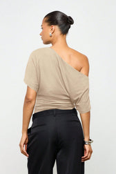 Batwing Sleeve Off-Shoulder Fitted Crop Top