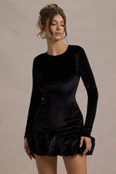 Velvet Ruched Hem Mini Dress 5
