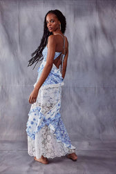 Floral Lace Deep V-Neck Spaghetti Strap Maxi Dress 5