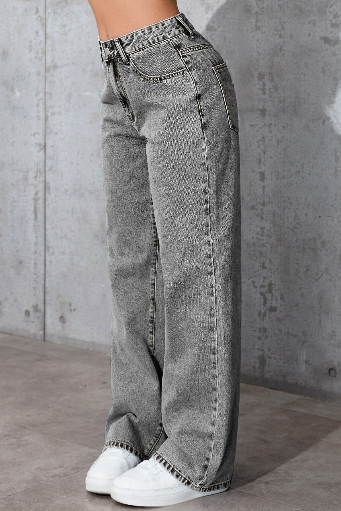 Casual High Waist Relaxed Straight Leg Jeans