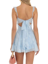 Floral Ruffle Strap Sweetheart Fit and Flare Mini Dress 9