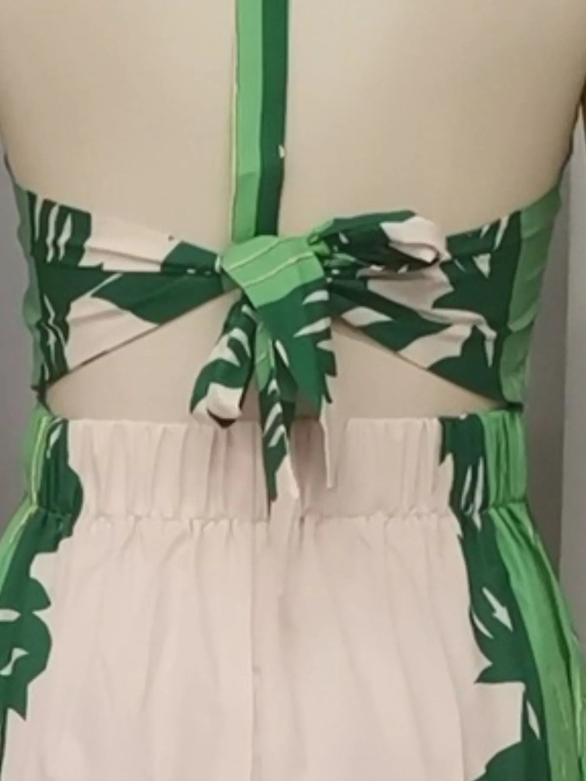 Leaf Print Crisscross Halter Keyhole Side Split Maxi Dress 5