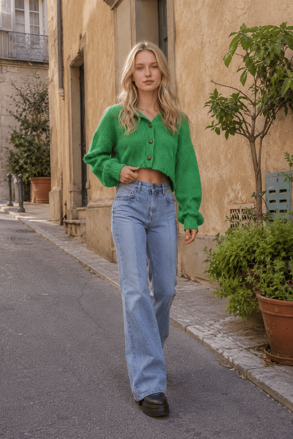 Back Star Patchwork Flare Jeans