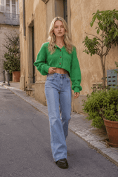 Back Star Patchwork Flare Jeans