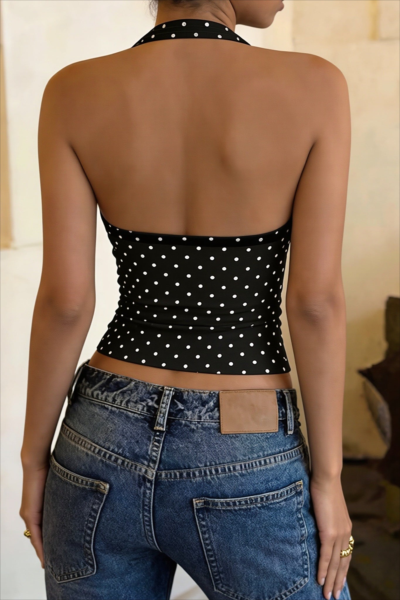 Backless Halter-Neck Crop Top