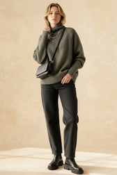 Turtleneck Wool Split Sweater
