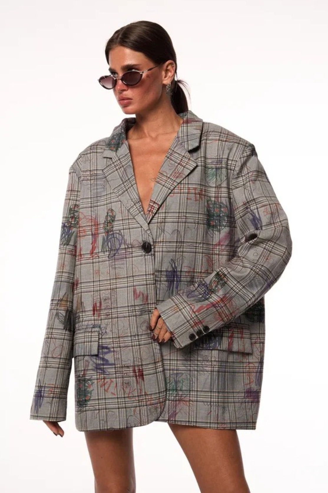 Street Art Printed Relaxed Fit Blazer