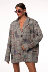 Street Art Printed Relaxed Fit Blazer