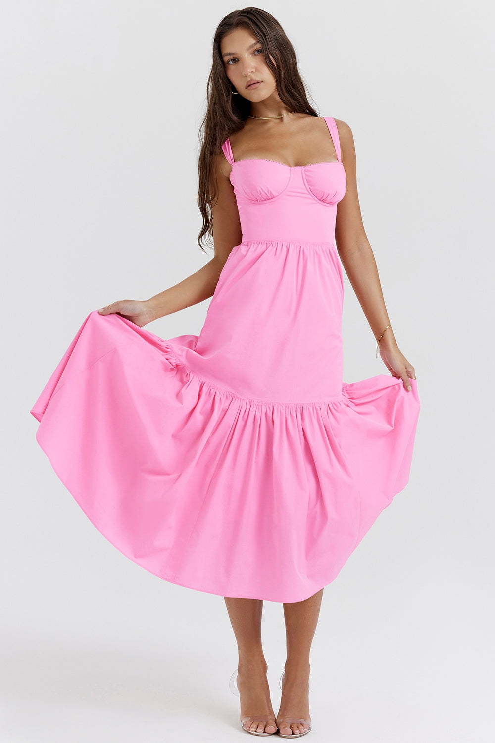 Underwire Sweetheart Cami Tiered Midi Sundress 6