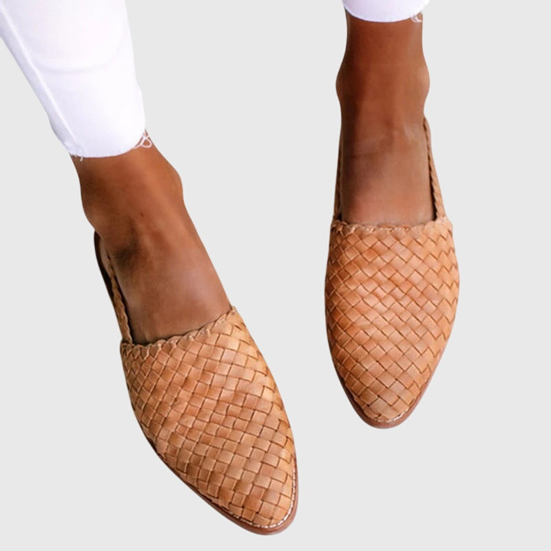 Woven Pointed Toe Slip On Flats