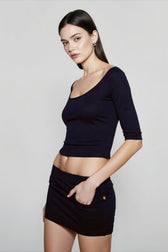 Deep U Neck Fitted T-shirts