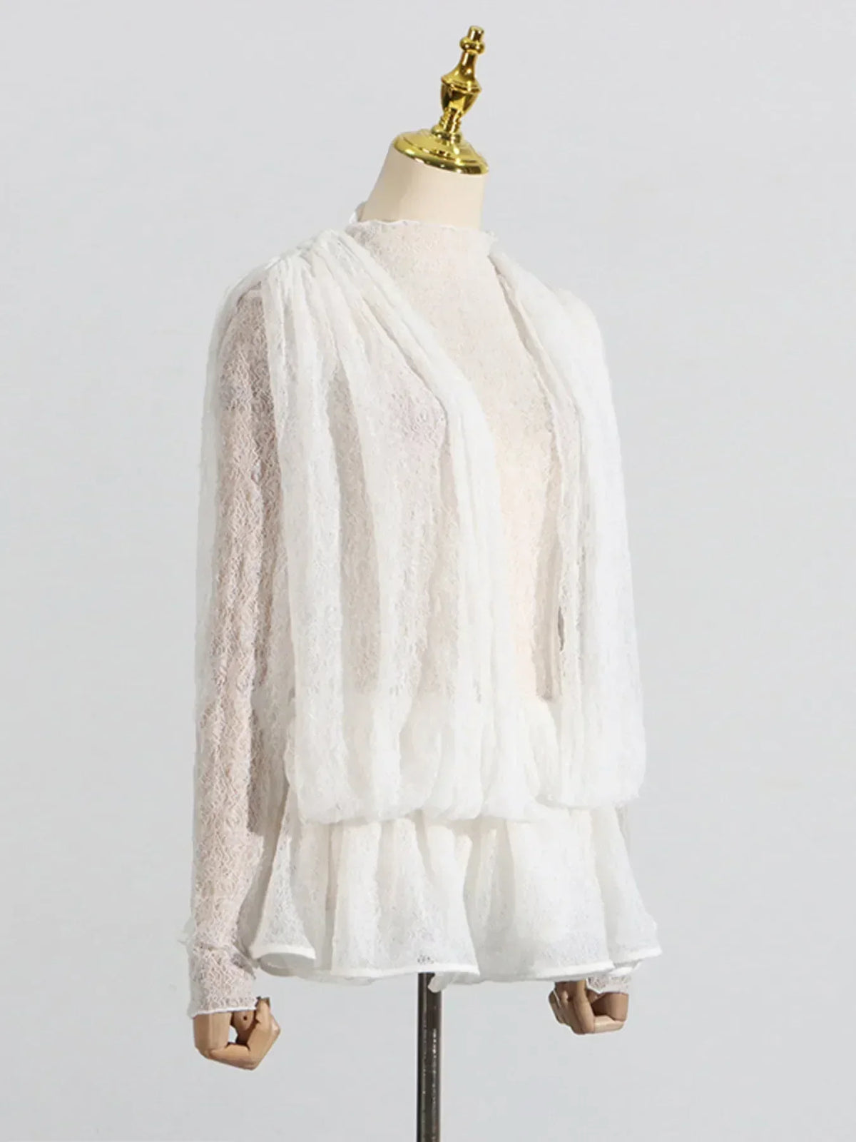 Ruffled Hem Lace Mini Dress