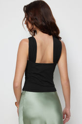 Metal Detail Halter Backless Fitted Crop Top