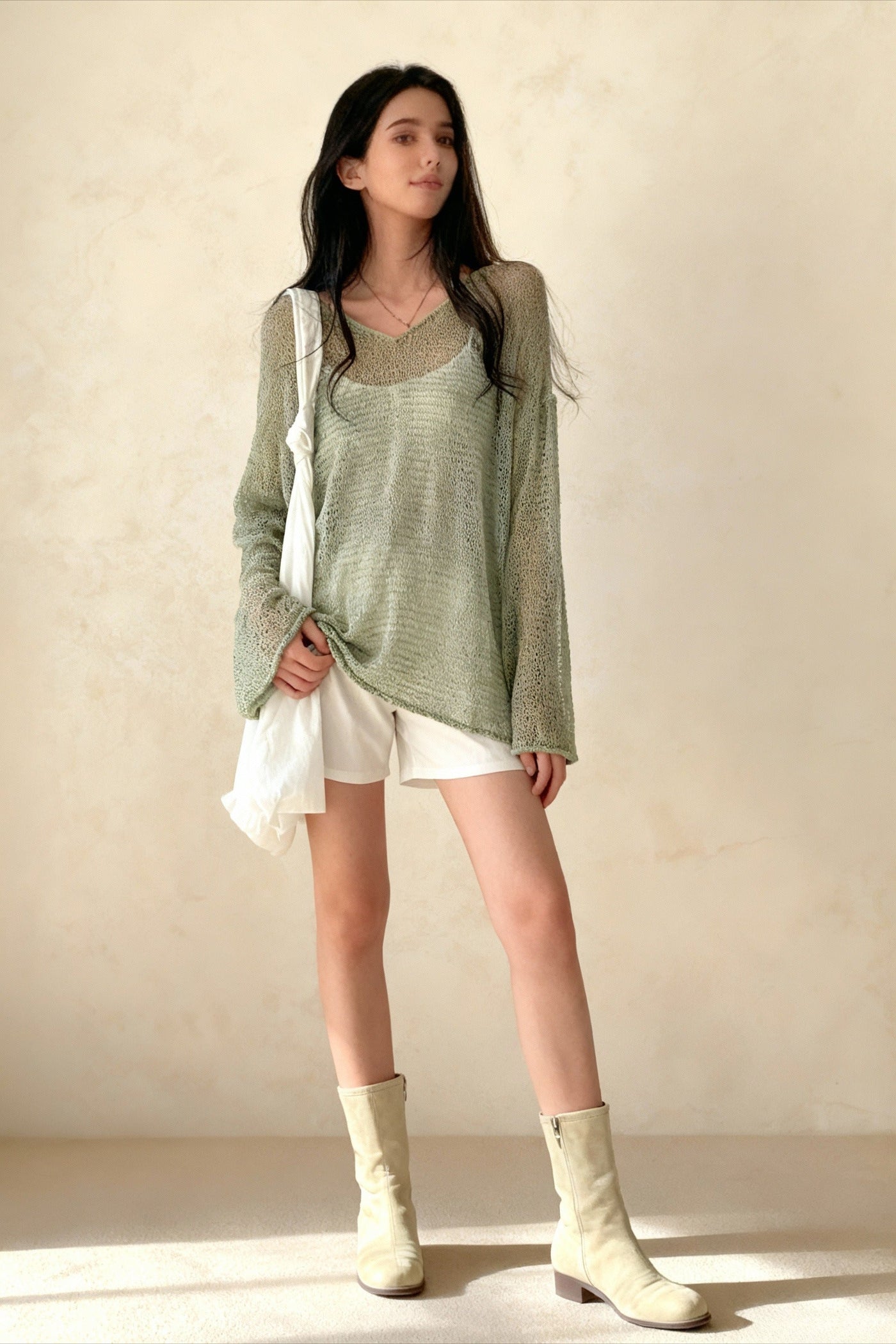 Knitted Openwork Loose Long Sleeve Chic Blouse