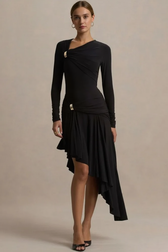 Sexy Ruched Asymmetrical Bodycon Party Dress