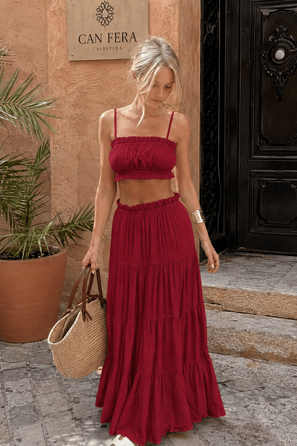 Casual Tube Top Maxi Skirt Set