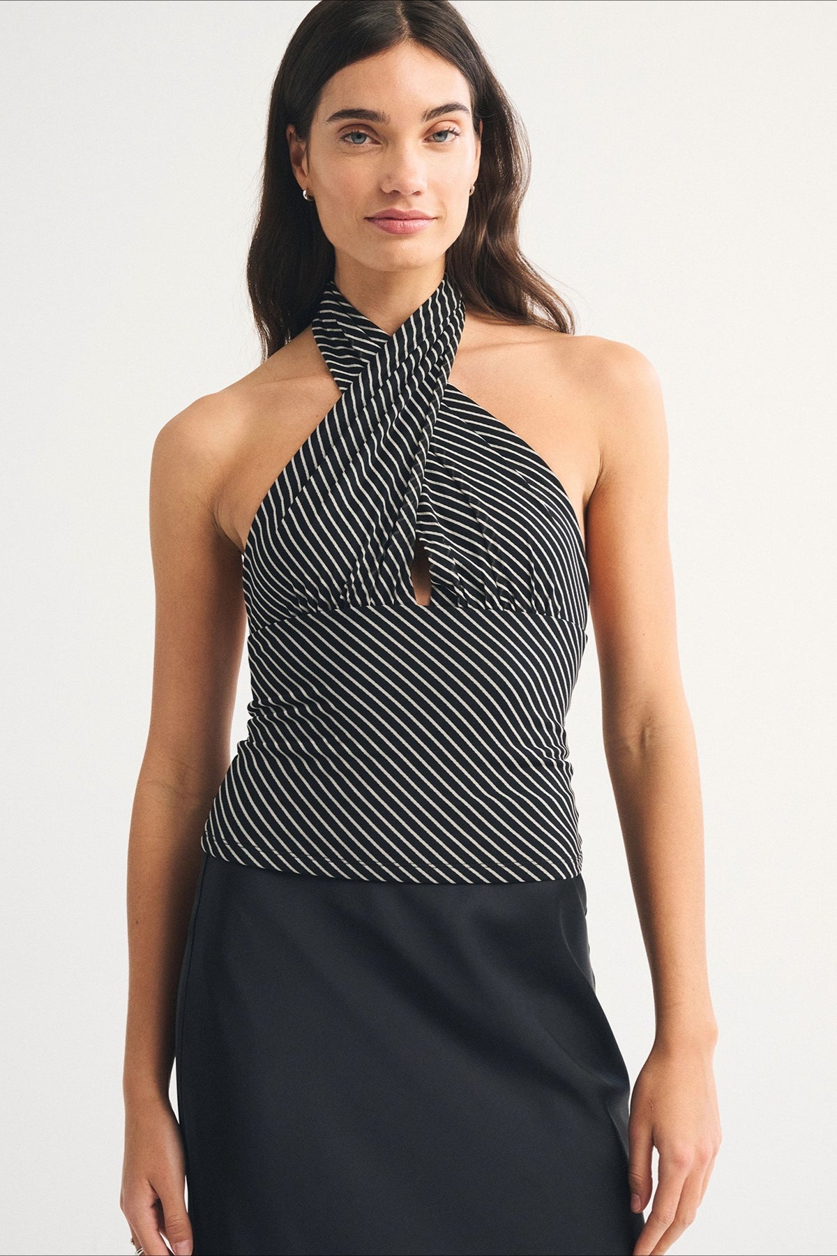 Vintage Washed Halter-Neck Sheer Mesh Crop Top