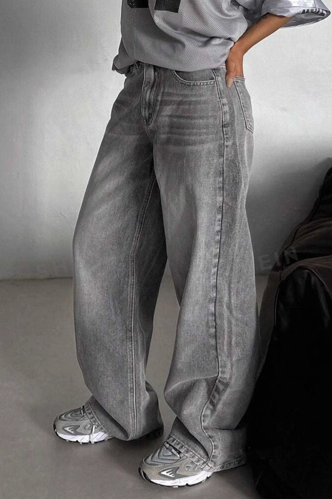 High-Waist Vintage Washed Denim Jeans