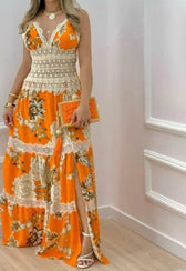 Floral Lace Split Hem Maxi Dress 2