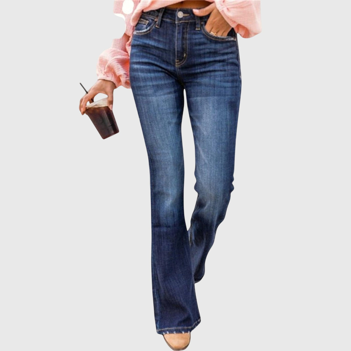 Mid Waist Flare Jeans