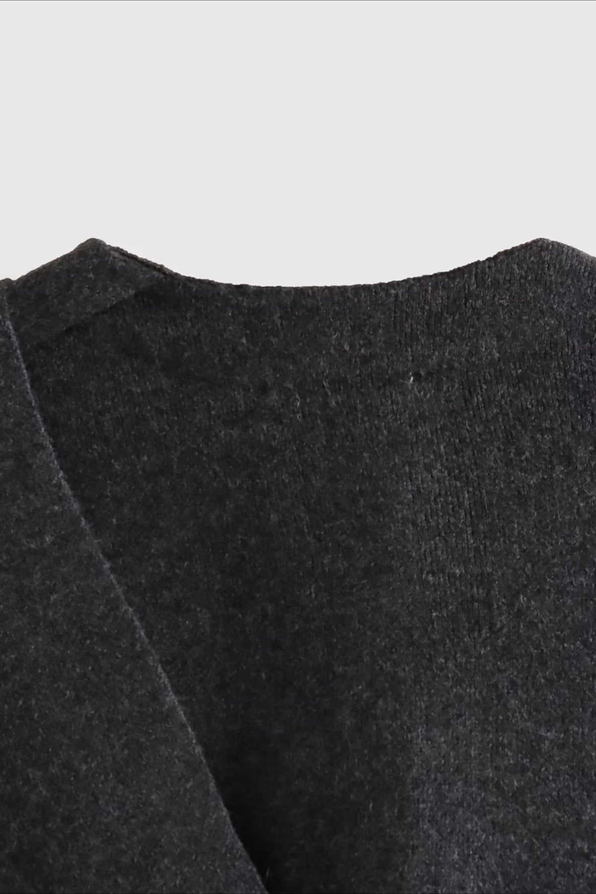 Cropped Knit Asymmetric Scarf Collar Coat