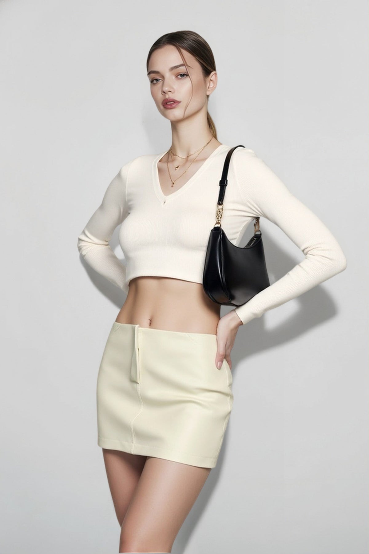 Faux Leather Low Waist Front Seam Bodycon Mini Skirt 3