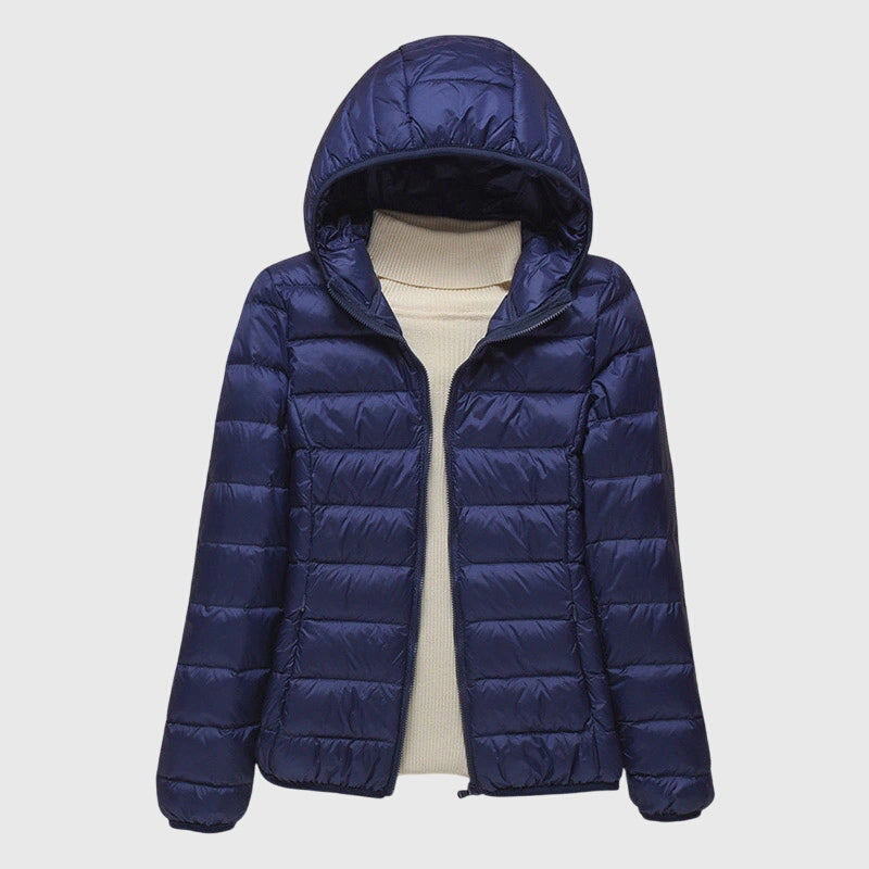 Hooded Zip Front Lightweight Quilted Puffer Jacket