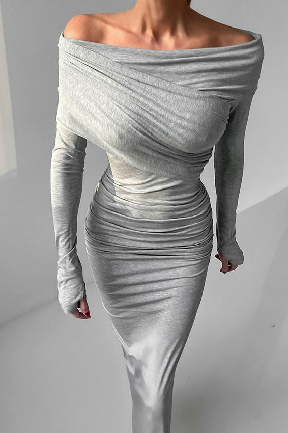 Warm Modal Grey OffShoulder Bodycon Dress
