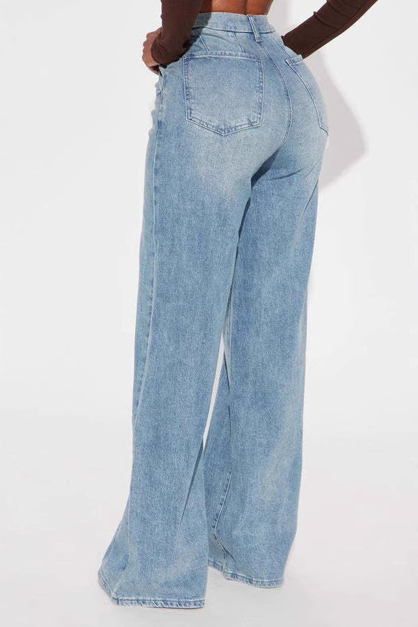 High-Waist Wide-Leg Denim Jeans