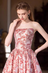 Blush Velvet Ball Gown Prom Dress