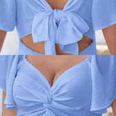 Sweetheart Flutter Sleeve Twist Front A-Line Mini Dress 3