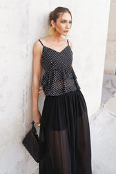 Polka Dot Peplum Cami Top