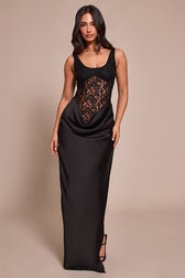 Lace Trim Sleeveless Side Slit Fit Mini Lace Dress