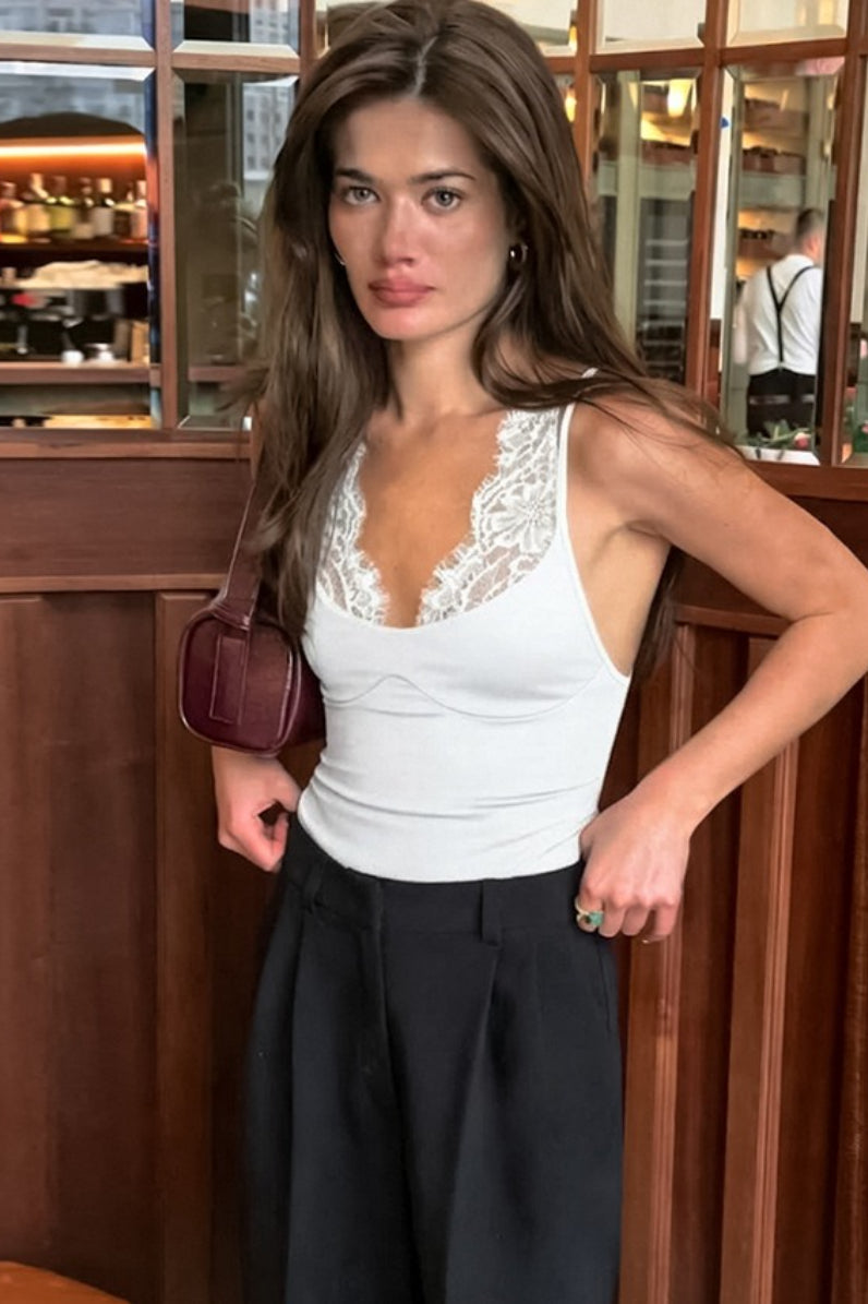 Lace Trim Longline Cami Top