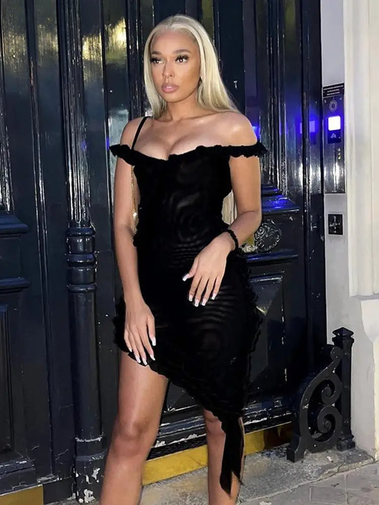 Ruffles Mesh Sleeveless Backless Party Dress 2