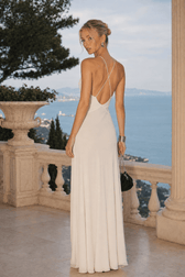 V Neck Panel Open Back Chiffon Maxi Slip Dress