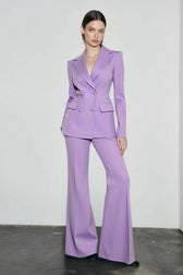 Purple Double Breasted Pant Suit